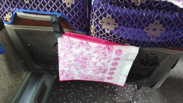 A drop bag fixed in one of the buses at ensuring good sanitation