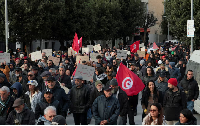 Activists and political opponents protest against Tunisian President Kais Saied