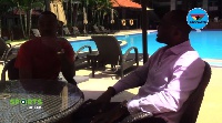 Jordan interacting with GhanaWeb Sports Editor Daniel Oduro