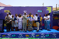 The presentation to the school being done during the event