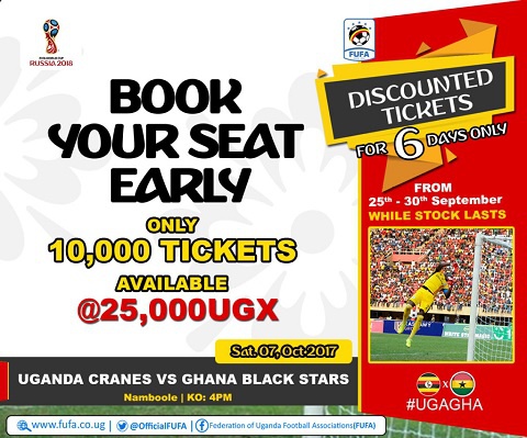 Uganda have slashed ticket prices for next month's World Cup qualifier against Ghana