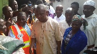 Saddique Boniface, Minister-designate for Inner City & Zongo Dev't interacts with Zongo dwellers.