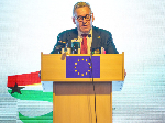 EU Ambassador to Ghana, H.E. Rune Skinnebach speaking at the event