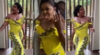 Videos and images shared on social media Afia adorned in a beautiful yellow dominated Kente dress