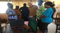 Dr Stefan Peterson interacting with staff at the Bongo District Hospital