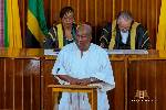 Watch Mahama's reaction after spotting fufu and okro soup on menu in Jamaica