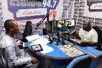 KABA [right] interviewing Education Minister, Dr Matthew Opoku Prempeh