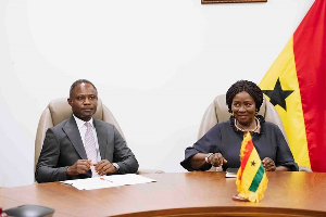 Kwabena Mintah Akandoh (Left) and Vice President Opoku-Agyemang during the visit
