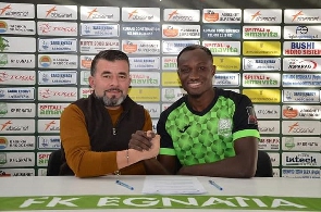 Dwamena (right) was on target for his new club