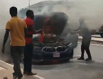 Watch as luxury BMW M8 is engulfed in 'flames' on Borteyman Road Watch as luxury BMW M8 is engulfed in 'flames' on Borteyman Road