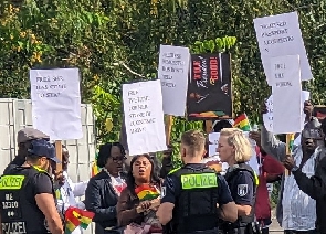 Pro-government protesters outside Ghana Embassy in Berlin, Germany