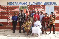 Dzifa Gomashie (seated left) made her first stop of the regional tour at the Hedzranawo Slave Museum