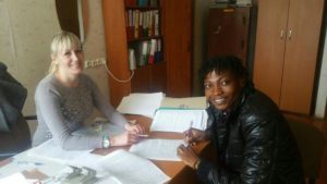 Faustina Ampah signing her contract