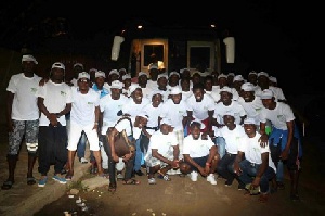Emmanuel Adebayor with his crew