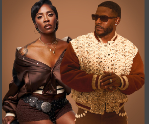 Nigerian superstar Tiwa Savage (L) Grammy-nominated singer Eric Bellinger (R)