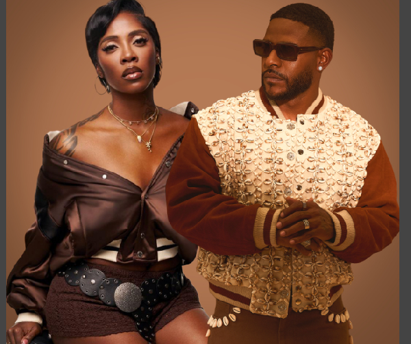 Nigerian superstar Tiwa Savage (L) Grammy-nominated singer Eric Bellinger (R)