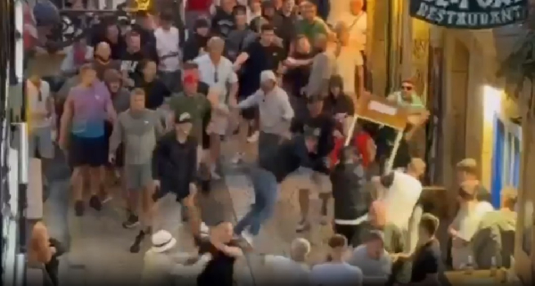 Fans of Spurs and United engaged in a brawl