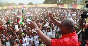 File photo Mr Mahama at a rally in 2016