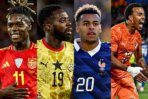 L-R Nico Williams, Inaki Williams, Desire Doue and Guela Doue
