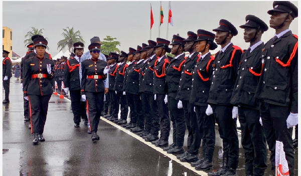 Officers of the National Fire Service during parade inspection