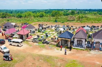 Aerial view of the Chiraa Cemetery in Sunyani