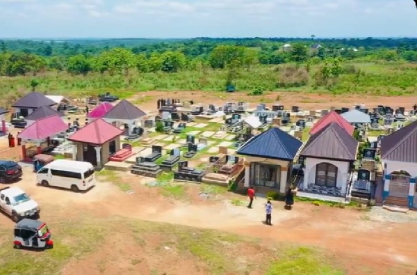 Aerial view of the Chiraa Cemetery in Sunyani