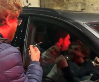 Mikel Arteta (seated in the car) ignored fan who wanted an autograph