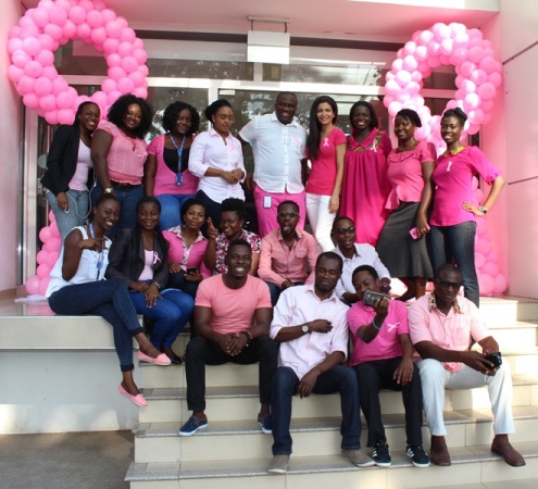 Tigo staff clad in pink to support breast cancer campaign