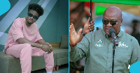 Musician Kuami Eugene [L] and President Mahama