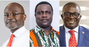 A photo collage of Kennedy Agyapong (L), Dr Adutwum (M) and Bryan Acheampong