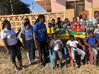 The club donated items such as bags of rice, drinks, gallons of oil to the orphanage