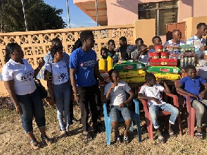 The club donated items such as bags of rice, drinks, gallons of oil to the orphanage
