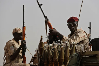 Sudanese soldiers from the Rapid Support Forces unit, in the East Nile province, Sudan