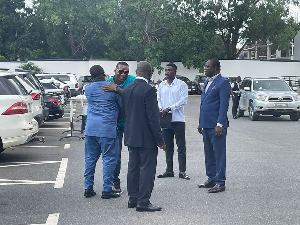 A scene from the arrival of Chairman Wontumi at the Police CID headquarters