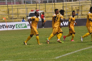 AshantiGold players celebrate victory