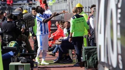 Muntari walked off the pitch in protest after being racially abused by Cagliari fans