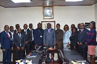 SSNIT DG, Dr. John Ofori Tenkorang and executive, with visiting Liberian Social Security delegations