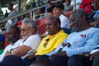 President John Mahama flanked by the two former Presidents