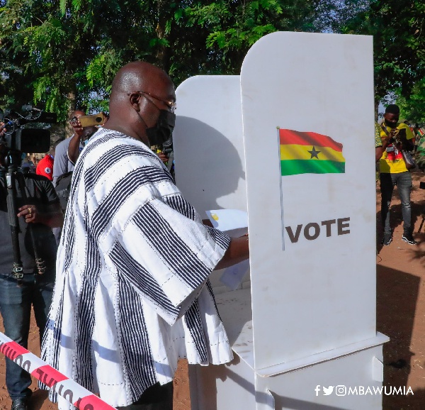 Dr Mahamudu Bawumia, Vice President of Ghana casting his vote