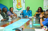 Adjoa Obuobia Opoku-Darko (L) high-level meeting held at the headquarters of Ghana Heallth Service