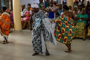 Members displaying their beautiful culture in church