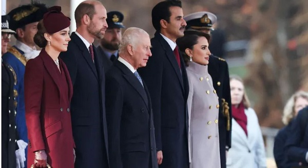 Catherine, Prince William and King Charles welcomed the Qatari visitors