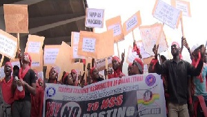 The teacher trainees staged a demonstration against undertaking national service