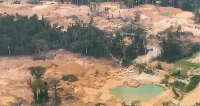 A ffile photo of the extent of damage by illigal activities by  Akonta Mining