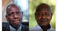 Kenyan President William Ruto (L) and Ugandan president Yoweri Museveni