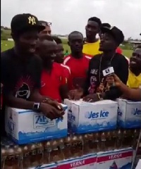 Lil Win and Akrobeto donated items to the Kotoko team during their training session
