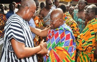 President Mahama in a hearty chat with Nana Addo