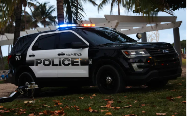 A police car in Miami Beach, Florida, United States, on April 30, 2024