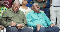 NDC Flagbearer, John Mahama seated with the party National Chairman, Ofosu Ampofo
