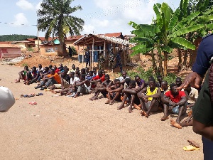Some suspects who were rounded up by the police after the lynching of the late Major Mahama.